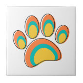 Mid Century Moderne Hond Paw Print Tegeltje (Voorkant)