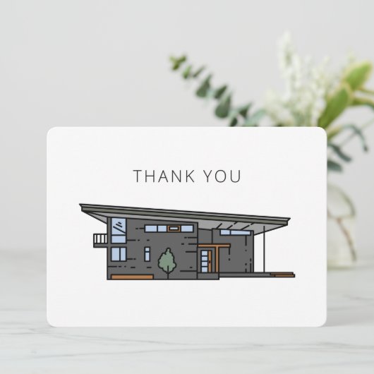 Mid Century Moderne House Flat Hartelijk dank Bedankkaart (Staand voorkant)