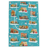 Mid-Century Moderne Huizen Kerstcadeau Tas Medium Cadeauzakje (Voorkant)
