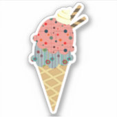 Mid Century Moderne Ice Cream Cone Sticker (Voorkant)