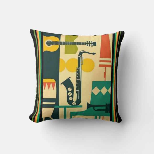 Mid Century moderne jazz kussen (Voorkant)