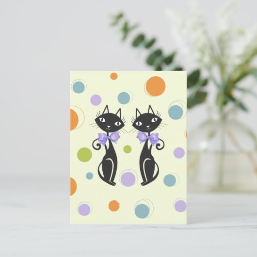 Mid Century Moderne Kat Briefkaart (Staand voorkant)