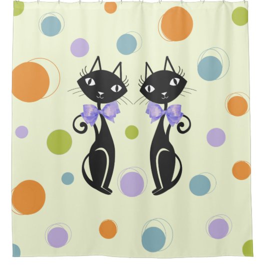 Mid Century Moderne Kat Douchegordijn (Voorkant)