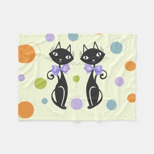 Mid Century Moderne Kat Fleece Deken (Voorkant (Horizontaal))