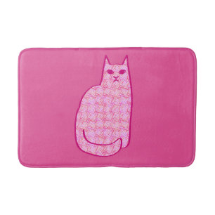 Mid-Century Moderne Kat, Fuchsia en Licht Roze Badmat
