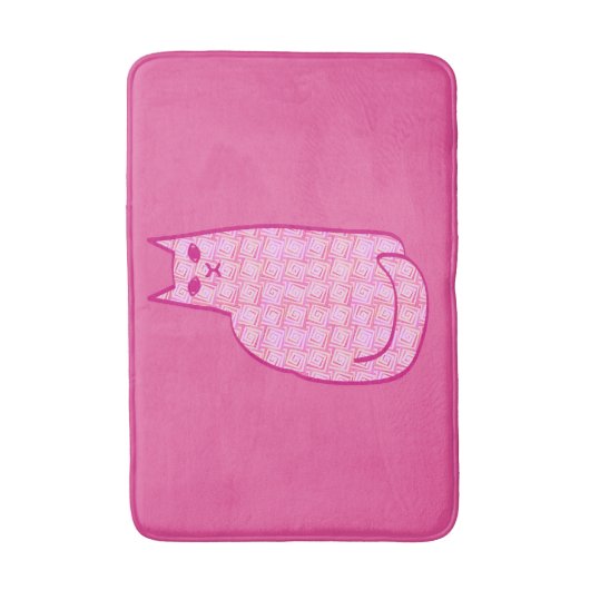 Mid-Century Moderne Kat, Fuchsia en Licht Roze Badmat (Voorkant Verticaal)