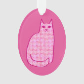 Mid-Century Moderne Kat, Fuchsia en Licht Roze Ornament (voorkant)