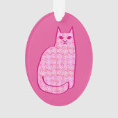 Mid-Century Moderne Kat, Fuchsia en Licht Roze Ornament (achterkant)