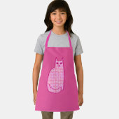 Mid-Century Moderne Kat, Fuchsia en Licht Roze Schort (Insitu)