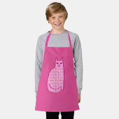 Mid-Century Moderne Kat, Fuchsia en Licht Roze Schort (Gedragen)