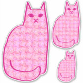 Mid-Century Moderne Kat, Fuchsia en Licht Roze Sticker (Voorkant)
