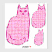 Mid-Century Moderne Kat, Fuchsia en Licht Roze Sticker (Vel)