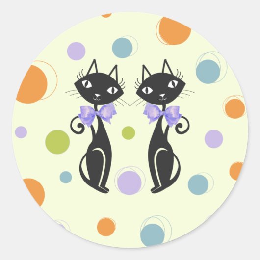 Mid Century Moderne Kat Ronde Sticker (Voorkant)