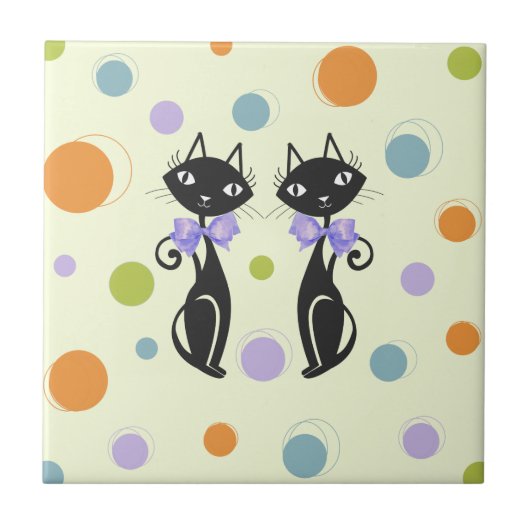 Mid Century Moderne Kat Tegeltje (Voorkant)