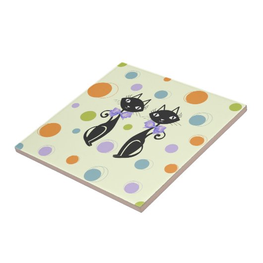 Mid Century Moderne Kat Tegeltje (Zijkant)