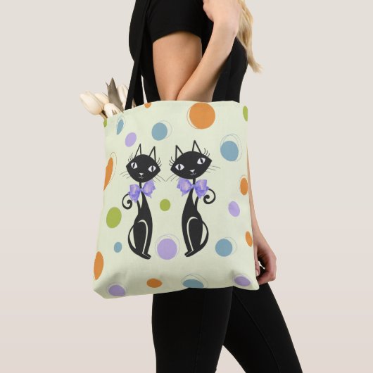 Mid Century Moderne Kat Tote Bag (Dichtbij)
