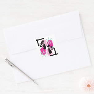 Mid Century Moderne Kat Vierkante Sticker