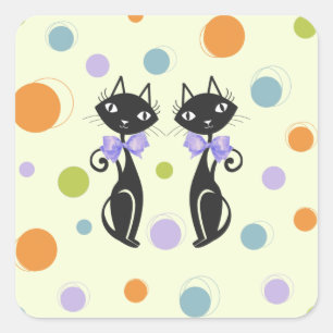 Mid Century Moderne Kat Vierkante Sticker
