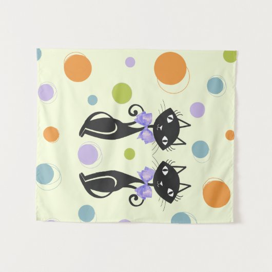 Mid Century Moderne Kat Wandkleed (Voorkant (horizontaal))