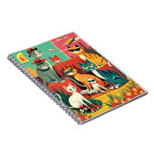 Mid Century moderne katten op vakantie Notitieboek (Rechterzijde)