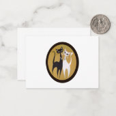 Mid Century Moderne Kattenkunst Notitiekaartje (Voorkant / Achterkant in situ)