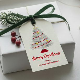 Mid Century Moderne Kerst Aluminium Tree Cadeaulabel