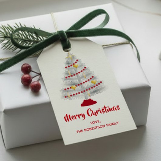 Mid Century Moderne Kerst Aluminium Tree Cadeaulabel