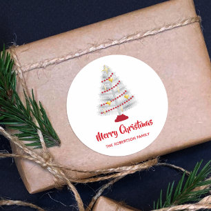 Mid Century Moderne Kerst Aluminium Tree Ronde Sticker