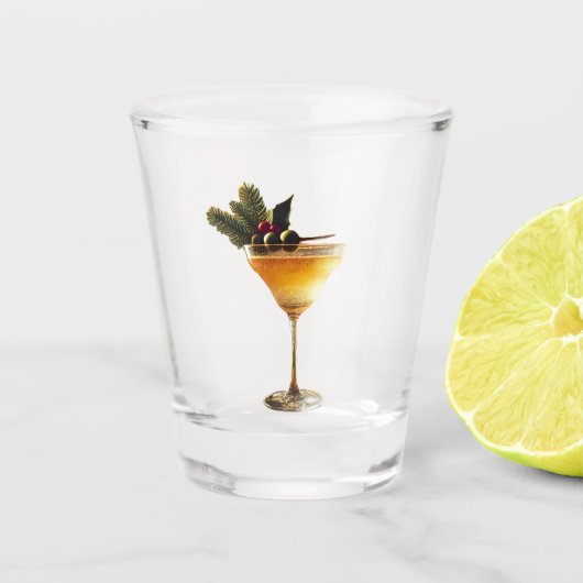 Mid Century Moderne Kerst Champagne Cocktail Shot Glas (Voorkant)