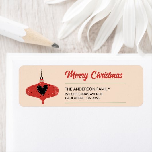 Mid Century Moderne Kerst Etiket (Insitu)