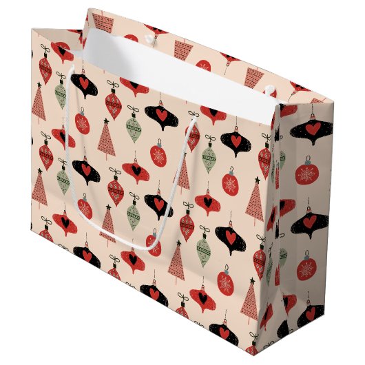 Mid Century Moderne Kerst Groot Cadeauzakje (Voorkant Gekanteld)