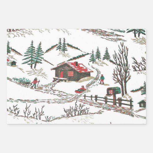 Mid Century Moderne Kerst Inpakpapier Vel (Voorkant 2)