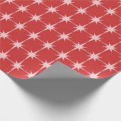 Mid Century Moderne Kerst Roze en Rode sterren Cadeaupapier (Hoek)