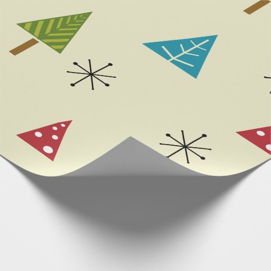 Mid Century Moderne kerstbomen Cadeaupapier (Hoek)