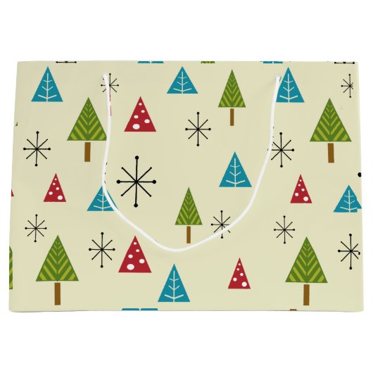 Mid Century Moderne kerstbomen Groot Cadeauzakje (Voorkant)