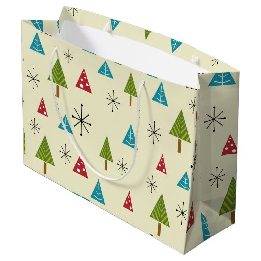 Mid Century Moderne kerstbomen Groot Cadeauzakje (Achterkant Gekanteld)