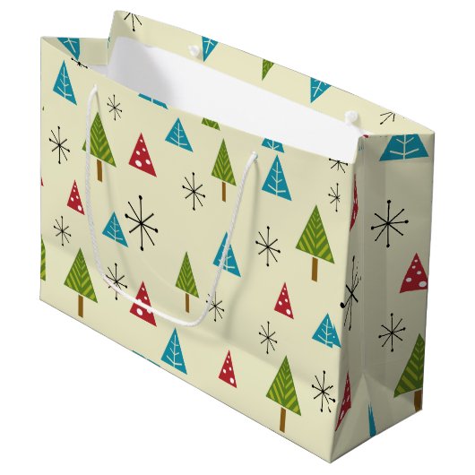 Mid Century Moderne kerstbomen Groot Cadeauzakje (Voorkant Gekanteld)