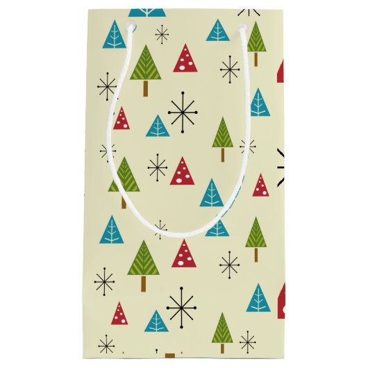 Mid Century Moderne kerstbomen Klein Cadeauzakje (Voorkant)