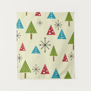 Mid Century Moderne kerstbomen Wandkleed