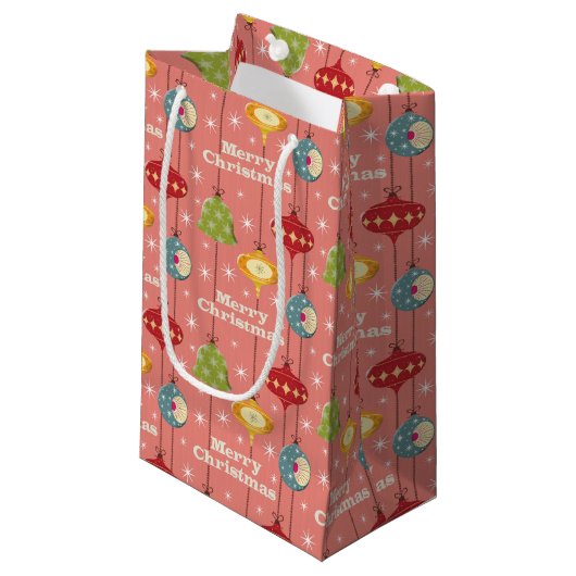 Mid Century Moderne Kerstmis Baubles Klein Cadeauzakje (Voorkant Gekanteld)