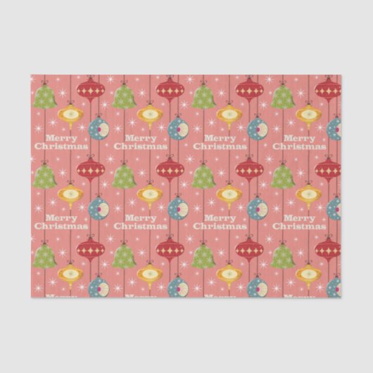 Mid Century Moderne Kerstmis Baubles Tissuepapier (Voorkant)