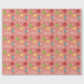 Mid Century Moderne Kerstmis Baubles Wrapping Pape Cadeaupapier (Vlak)