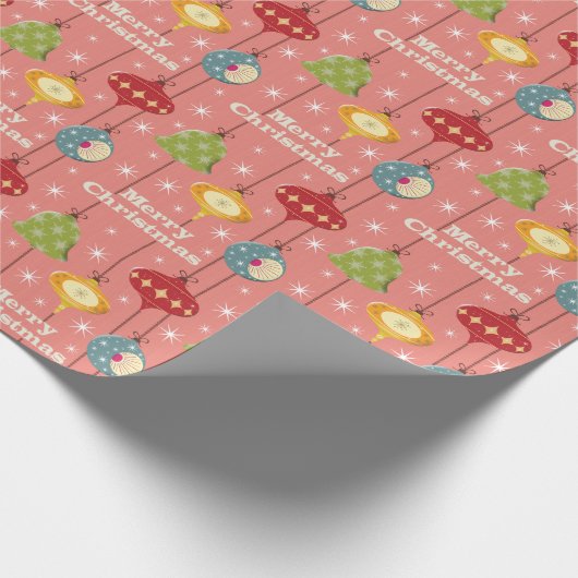 Mid Century Moderne Kerstmis Baubles Wrapping Pape Cadeaupapier (Hoek)