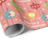Mid Century Moderne Kerstmis Baubles Wrapping Pape Cadeaupapier (Rol Hoek)