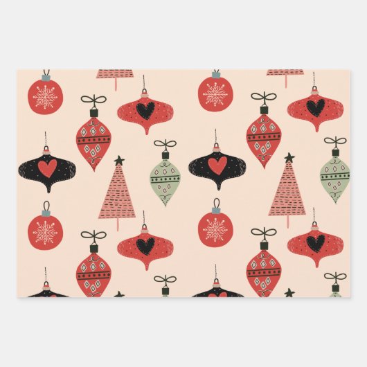 Mid-Century Moderne Kerstmis Inpakpapier Vel (Voorkant 2)