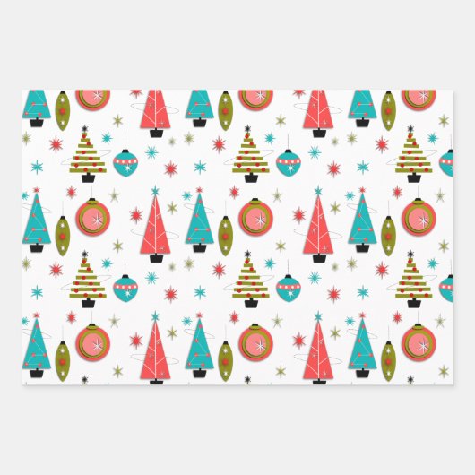 Mid-Century Moderne Kerstmis  Inpakpapier Vel (Voorkant 2)