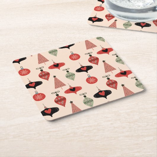 Mid-Century Moderne Kerstmis Kartonnen Onderzetters (Schuin)