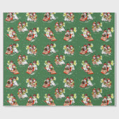 Mid-Century Moderne Kerstmis Snowman Snow Woman Cadeaupapier (Vlak)