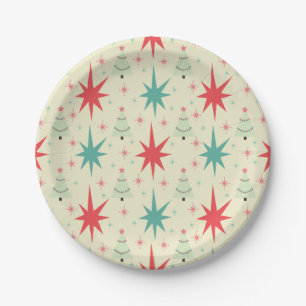 Mid Century Moderne kerstpatronen Papieren Bordje