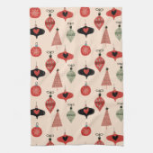 Mid Century Moderne kerstpatronen Theedoek (Verticaal)